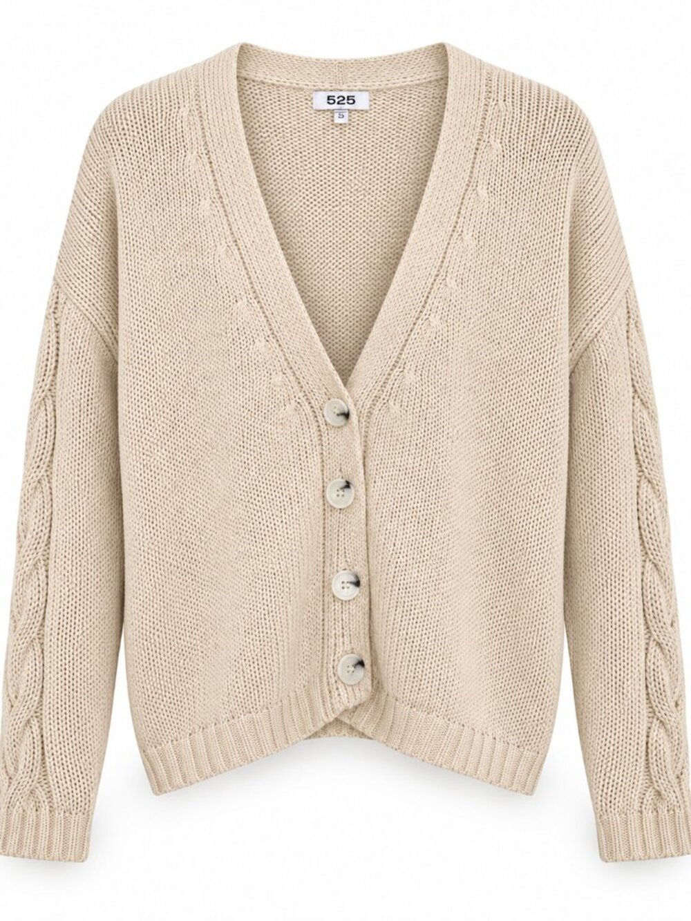 525 America Cream Cable Knit Button Cardigan — Size Small